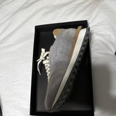Eleventy Men s Low Top Lace-Up Sneakers Gray/Beige Leather Lining Rubber Outsole