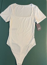 Auden Luxe Stretch Fully Lined Bodysuit in White - Medium