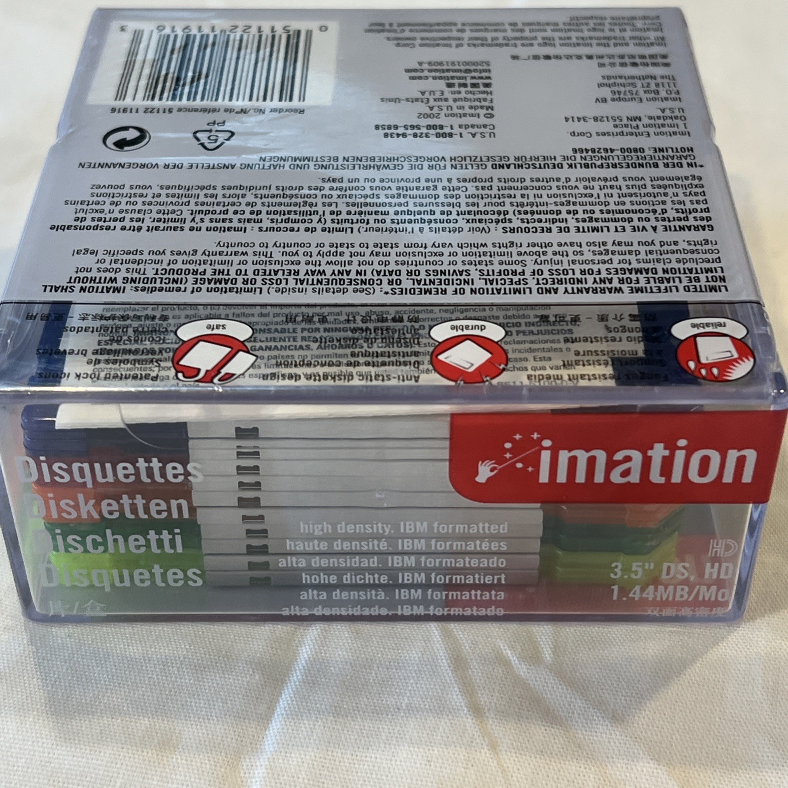 Imation 2HD 1.44MB 3.5" Floppy Disks Neon Colors 10-Pack IBM Formatted NEW