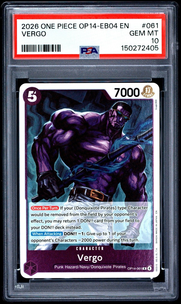 2026 ONE PIECE OP14-EB04-THE AZURE SEA'S SEVEN #061 VERGO PSA 10