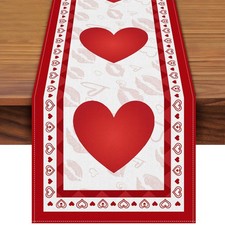 Valentine's Day Heart Table Runner 72 x 13 Inch 72 x 13 inch, Red