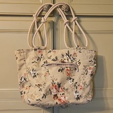 Floral Rectangle Tote Double Handles Zip Closure Inner Pockets Women