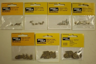 Block mit Öse und 1 Rolle  5 Stück Messing Seilrolle Umlenkrolle NEU Blockrolle 