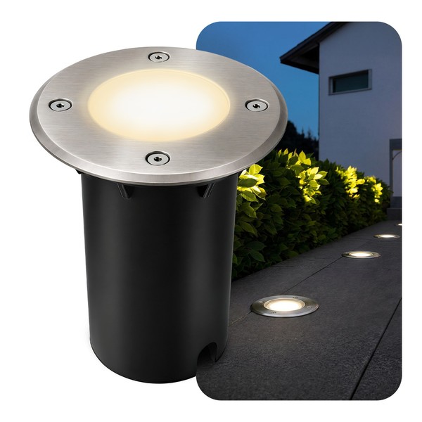 Kalpa Bodeneinbauleuchte Silber IP67 Mit GU10 Led 2W Warmweiß Eek:A Gartenspot-image