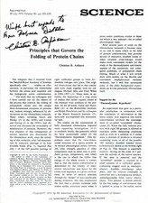 NOBEL PRIZE in CHEMISTRY 1972 BIOCHEMIST Christian B. Anfinsen (+) autograph, sc