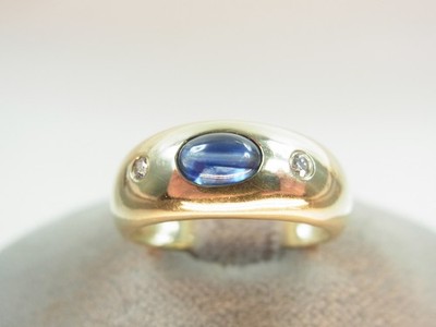 Schöner massiver Saphir Diamant Band Ring 585 Gelbgold Saphircabochons 2 Diam.