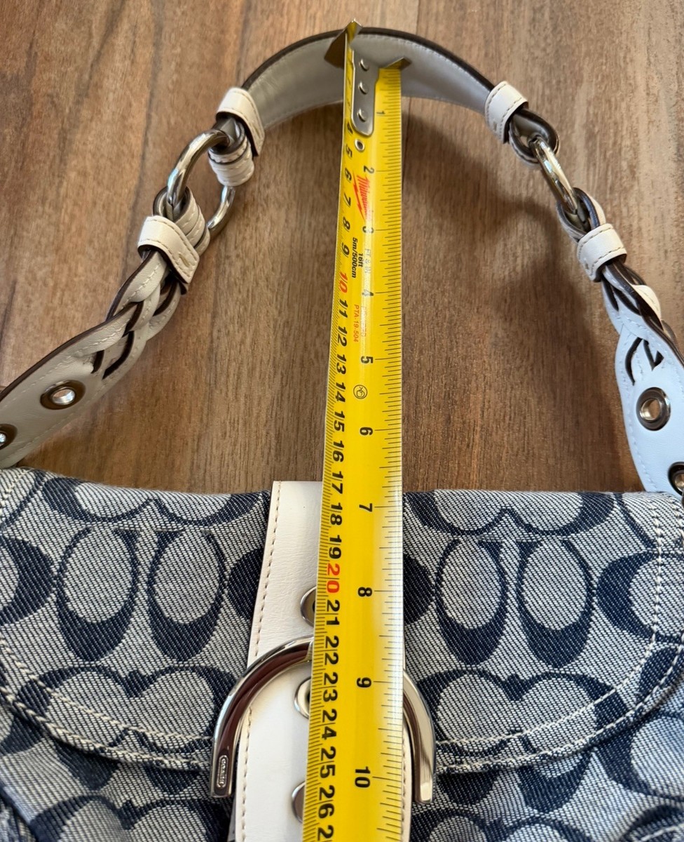 RARE Coach Soho Denim Flap Bag White Leather Trim Y2K Vintage