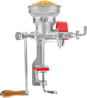 Manual Cast Iron Grain Mill with Low Hopper, Premium Corn-Grinding Mill and Grai