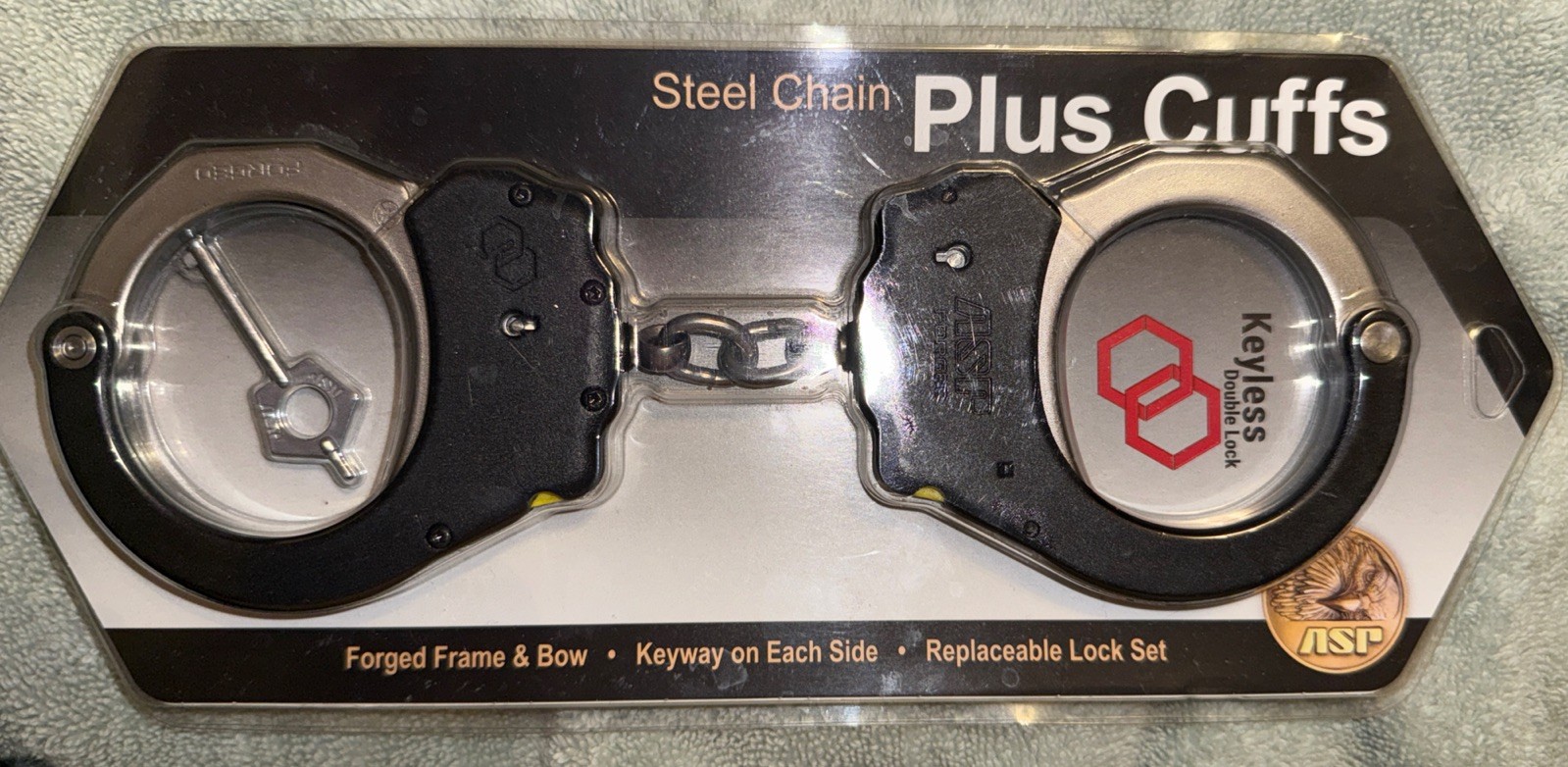ASP Ultra Plus Double lock HANDCUFFS Forged Aluminum Cuffs Steel Chain 56060 NEW