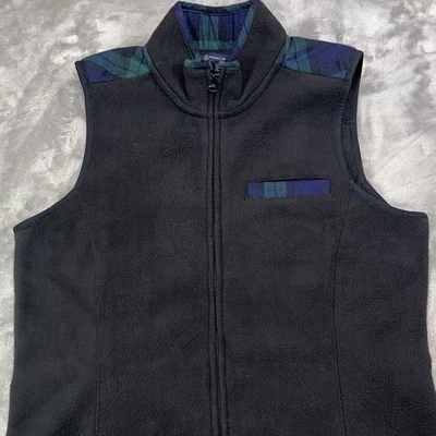 BROOKS BROTHERS Fleece Vest Mens Small Flannel Collar Full Zip Sleeveless Jacket - Image 1 of 4