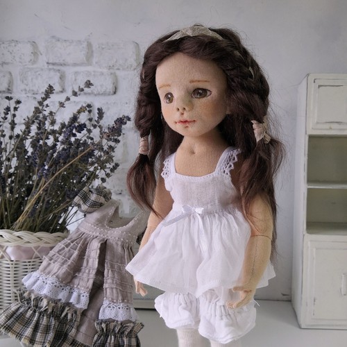 Handmade doll with brown hair 13.7 inch. An artistic doll. Rag doll ...