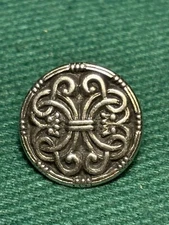 Vintage Pewter Buttons- 8  SAGA  Design 11/16” Sturdy!! Norwegian NOS