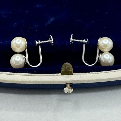 Bucherer 14k White Gold Pearl Double Strand and 2 Pair Earrings - Picture 17 of 21