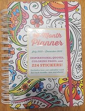 2023 Planner Inspirational Quotes, Coloring Pages 224 Stickers Spiral Bound