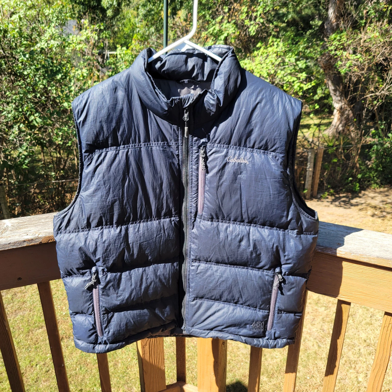 Cabela's Goose Down Men's Vest Sz. L Navy Blue