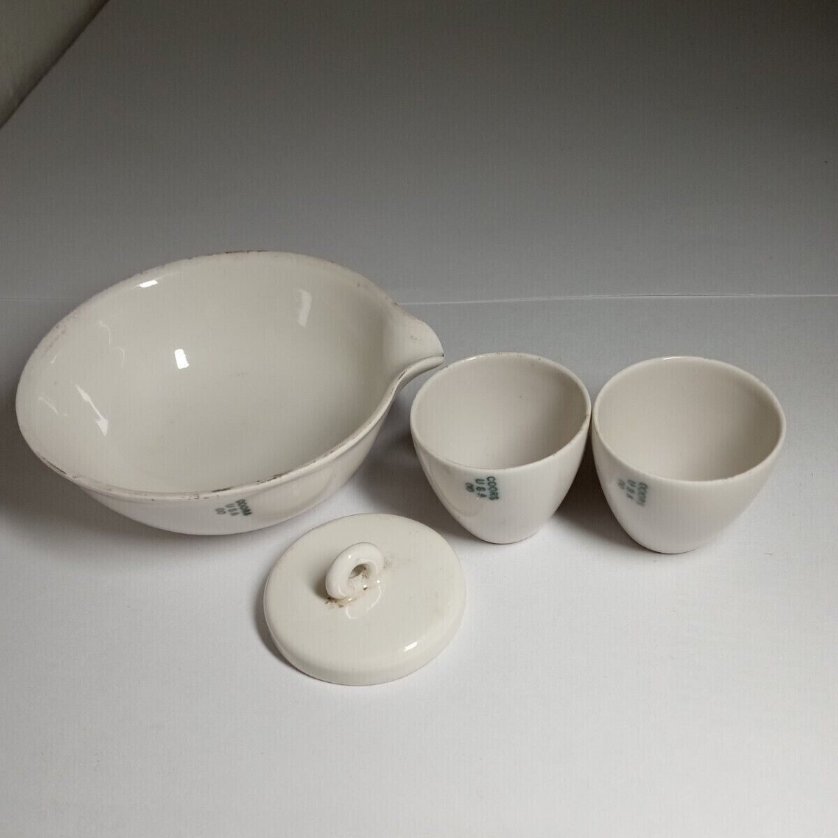 Vintage COORS USA 00 Porcelain Lab Bowl And Cups Mini | eBay Vintage COORS USA 00 Porcelain Lab Bowl And Cups Mini | eBay