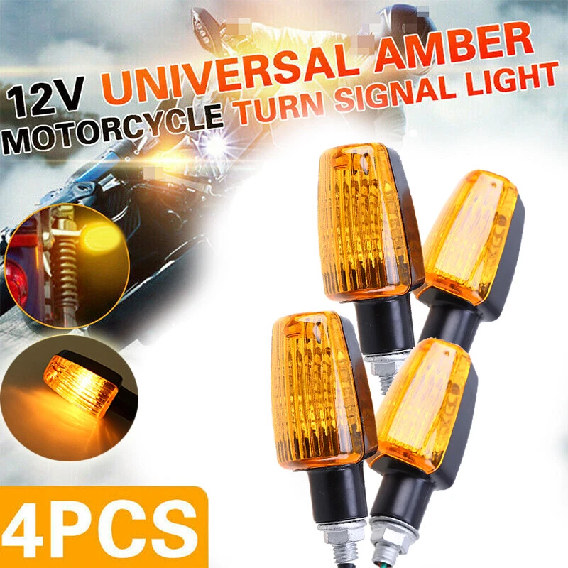 4PC Amber Turn Signal Lights 12V Indicators Motorcycle ATV Scooter Blinker Amber - Image 2 of 4