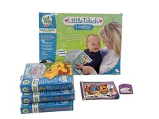 LeapFrog Baby Little Touch Leap Pad Blue Green Cushion 4 Book Lot Tested Works