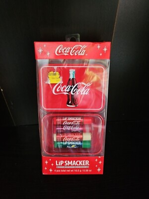 New Lip Smackers Coca-Cola Tin Box Set Four Lip Balm Coke Flavors Trl8#2