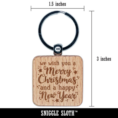 Wish You Merry Christmas Happy New Year Engraved Wood Square
