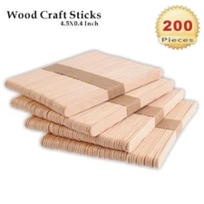 200 Pcs 4-1/2" Wood Craft Stick-by PMLAND