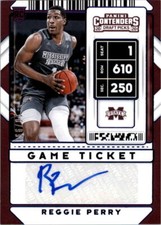 2020-21 Contenders Draft Variations Game Ticket Blue 82 Reggie Perry Auto/99