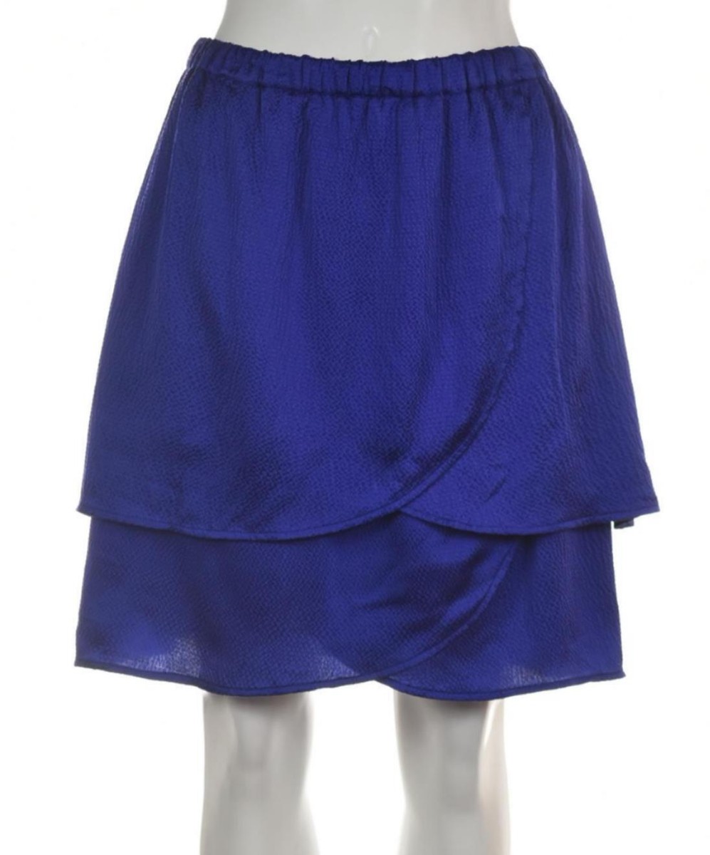 Walter Womens Skirt Size Royal Blue Solid A-Line Above Knee Silk