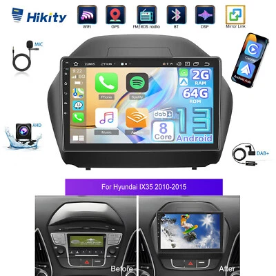 HIKITY Für Hyundai ix35 2009-2015 Autoradio DAB+ KAM Android 15 Carplay 64GB GPS NAVI