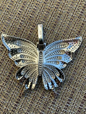 Italiano Silver Inc Huge Iced CZ Butterfly Pendant – 925 Sterling Silver Hip Hop Bling