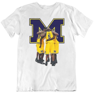 Fab Five 5 Michigan University Basketball Team Sport Retro T Shirt Tee Gift New