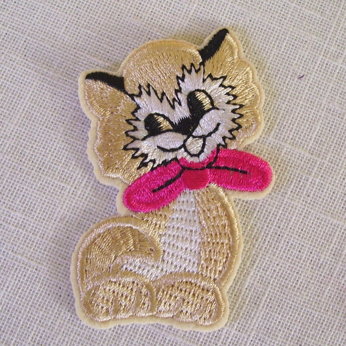 Patch écusson Chat Design Patchwork Bleu - 8x8 Cm, Thermocollant - Neuf