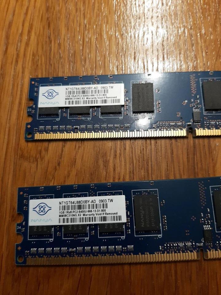 1GB Nanya NT1GT64U88D0BY-AD DDR2-800 PC2-6400 Desktop Computer Memory PC RAM X 2 - Image 2 of 2