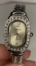 Geneva Ladies Dress Watch - Crystal Surround Stainless Steel Watch