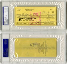 Eddie Arcaro SIGNED PERSONAL CHECK Triple Crown Jockey (DEC) PSA/DNA AUTOGRAPHED
