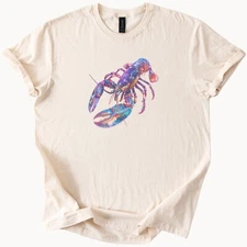 Cosmic Lobster T Shirt Galaxy Sea Animal Graphic Tee Ocean Life Apparel Cosmic L