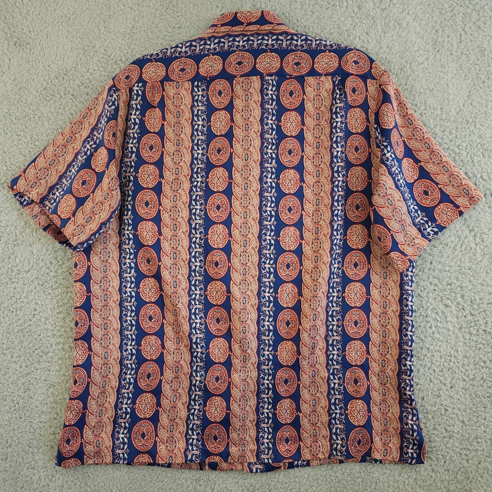 Camisa De Colección Años 70 Tori Richard Para Hombres M Roja Azul Hawiana Asiática Disco Orante DEFECTUOSA Foto 2 de 4