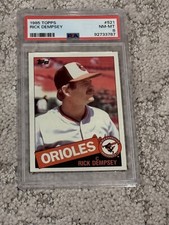 1985 TOPPS BASEBALL CARD LOW POP PSA 8 RICK DEMPSEY BALTIMORE ORIOLES
