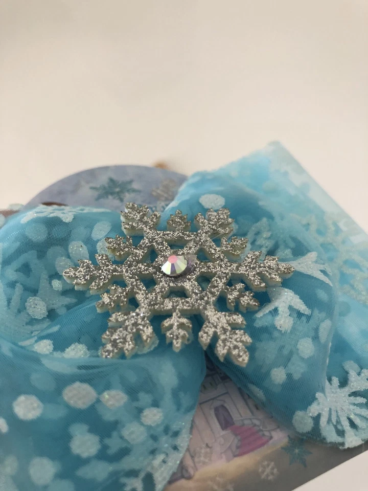 Girl Kids Children Frozen Blue Snow Flake Elsa Head Hair Bow Lace Clips Ribbon - image 4 of 4