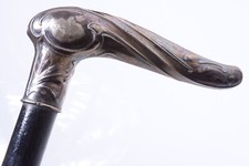 ANTIQUE CANE WALKING STICK SILVER HALL MARKED ART NOUVEAU HANDLE 81.5CM 32.08