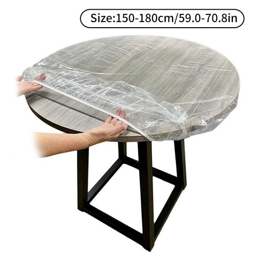 Clear PVC Plastic Round Table Cover Cloth Wipe Clean Party Tablecover Tableware - Picture 5 of 17