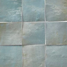 4x4 Authentic Handmade Aqua Moroccan Zellige Floor and Wall Tile (1 SF / 9 PCS)
