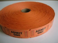 2000 Orange Admit One Single Roll Consecutively Numbered Raffle Tickets on sale 2000 Orange Admit One Single Roll Consecutively Numbered Raffle Tickets on sale
