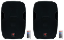 (2) Rockville BPA15 15" Professional Powered 800 Watt DJ PA Speakers w Bluetooth