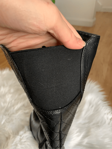 Black riding boots size 6 with stretchy back part new faux leather - Imagen 5 de 7