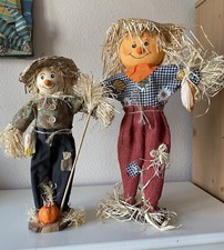 Set Of 2 Standing Scarecrows Autumn Fall Halloween Decorations 