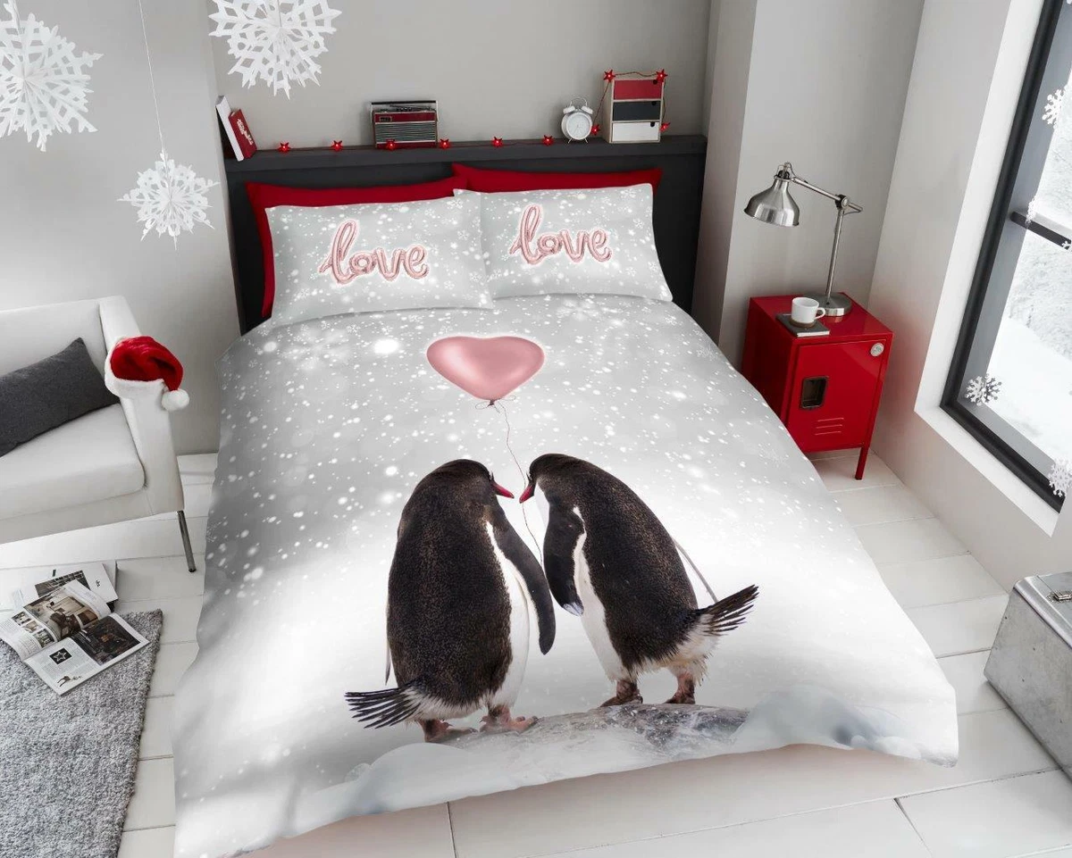 Luxurious PENGUIN LOVE Duvet Quilt Cover Bedding Sets With Pillowcases All Size