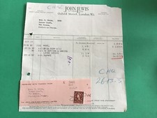 John Lewis Oxford St London 1957  Loose Covers  receipt  R38032