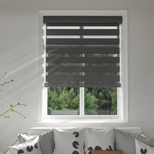 Horizontal Window Shade Blind Zebra Dual Roller Blinds Curtains,Easy to Install
