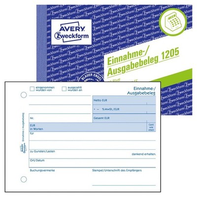 10x Avery Zweckform Einnahmebeleg Ausgabebeleg 1205 DIN A6 quer á 50 Blatt