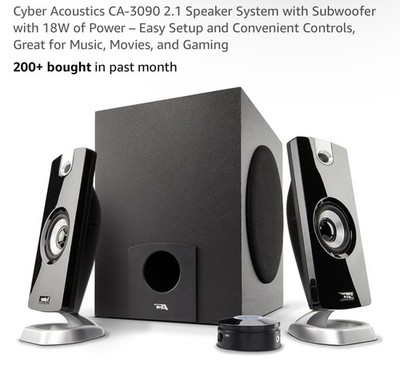 Cyber Acoustics CA-3090 2.1 Speaker System Subwoofer Computer Speakers